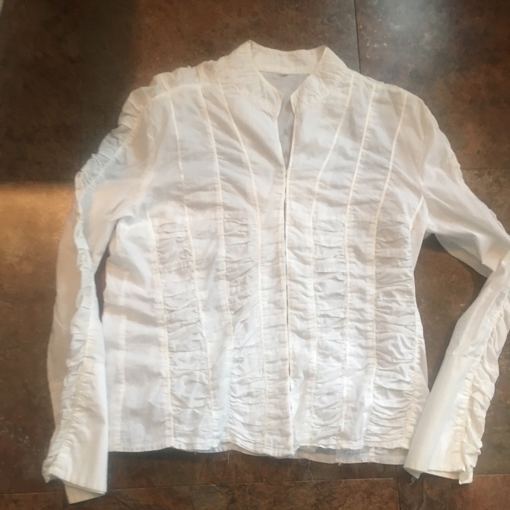 White ruched blouse.